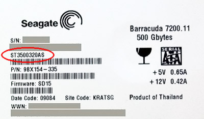 Datenrettung von Festplatten Seagate (Maxtor): HDD-Etikette